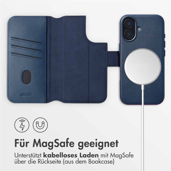 Accezz 2-in-1 Klapphülle aus Leder mit MagSafe Apple iPhone 16 - Nightfall Blue
