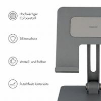 Accezz Faltbarer Tablet-Ständer für den Schreibtisch - Halterung für Tablet / 13 Zoll Laptop - Silber