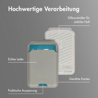 Accezz Magnetische Leder-Wallet mit Standfunktion - Geeignet für Apple Find My - Light Grey
