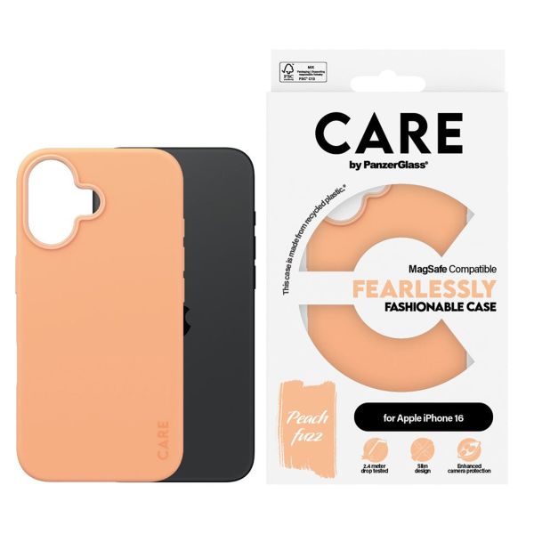 CARE by PanzerGlass Fashion Back Cover MagSafe Apple iPhone 16 - Peachy