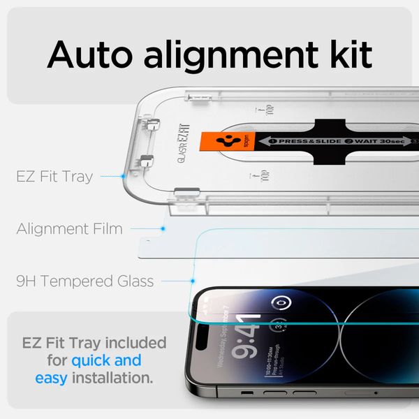 Spigen GLAStR Fit Displayschutzfolie 2er-Pack + Applicator Apple iPhone 14 Pro