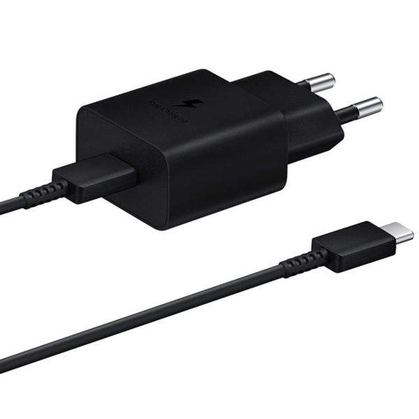 Samsung Original Power Adapter mit USB-C-Kabel - Ladegerät - USB-C-Anschluss - Fast Charger - 15 Watt - 1 m - Schwarz
