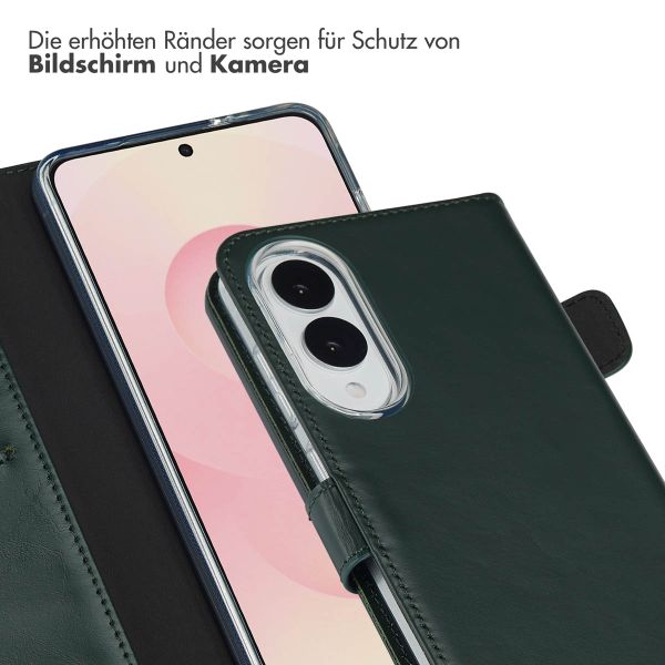 Selencia Echtleder Klapphülle Samsung Galaxy S25 Edge - Grün