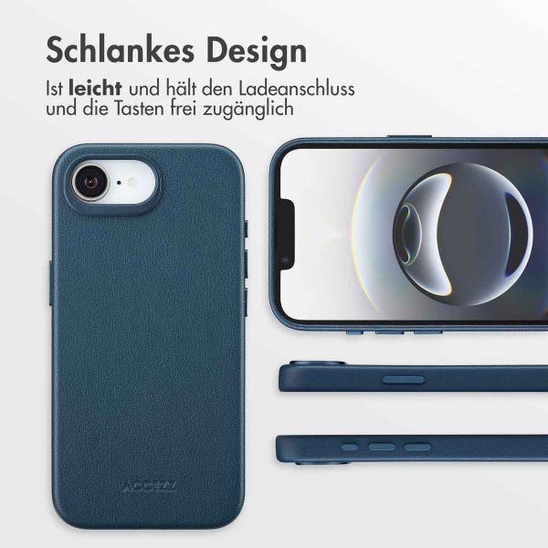 Accezz MagSafe Leather Backcover Apple iPhone 17e / 16e - Nightfall Blue