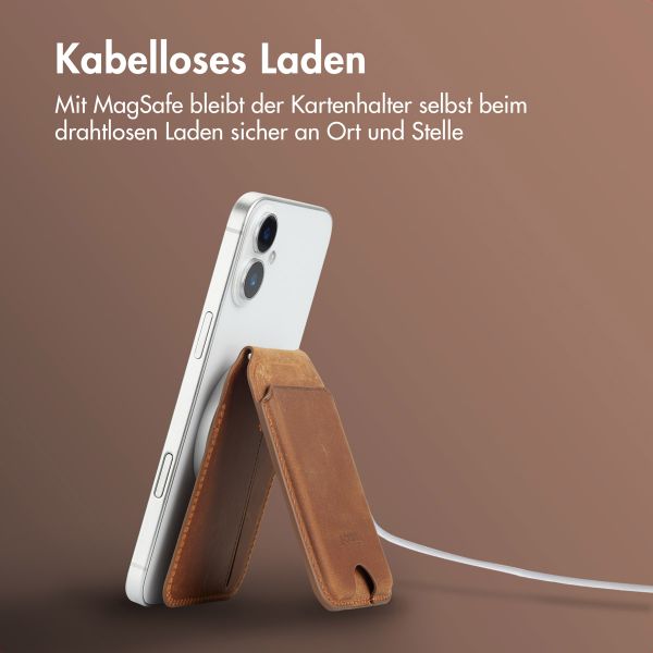 Accezz Vintage Leder MagSafe Kartenhalter mit Ständer - Tobacco Cognac