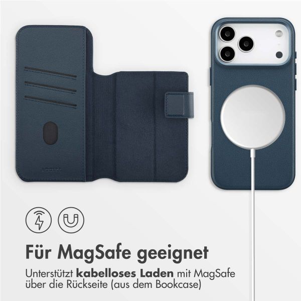 Accezz 2-in-1 Klapphülle aus Leder mit MagSafe Apple iPhone 17 Pro Max - Nightfall Blue