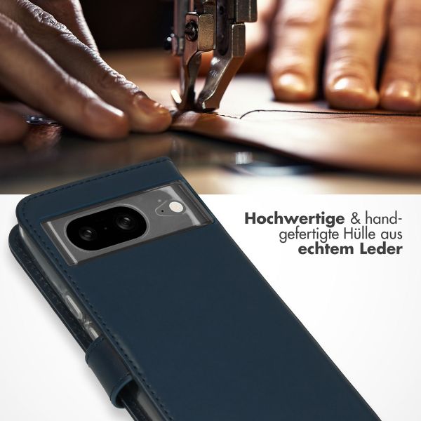 Selencia Echtleder Klapphülle Google Pixel 8 - Blau