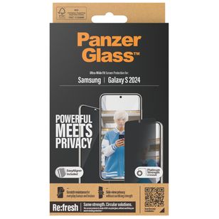 PanzerGlass Ultra Wide Fit Antibakterieller Screen Protector mit Sichtschutz inkl. Applikator Samsung Galaxy S24