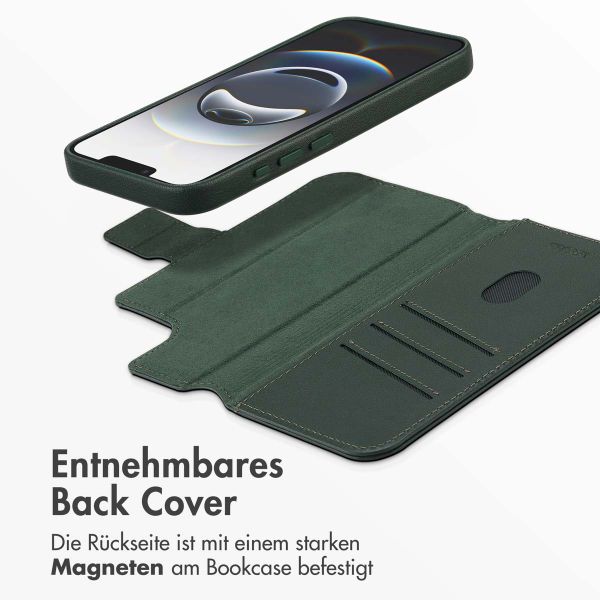 Accezz 2-in-1 Klapphülle aus Leder mit MagSafe Apple iPhone 17e / 16e - Cedar Green