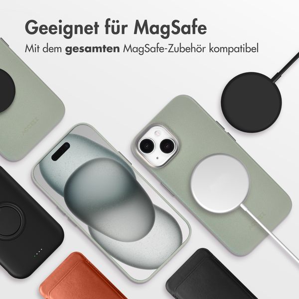 Accezz MagSafe Leather Backcover Apple iPhone 15 - Light Grey