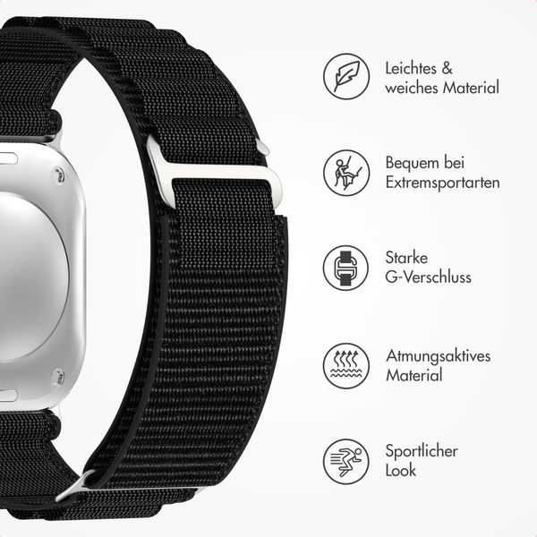 Accezz Nylon Alpine Armband für Apple Watch | 44/45/46/49 mm - Schwarz