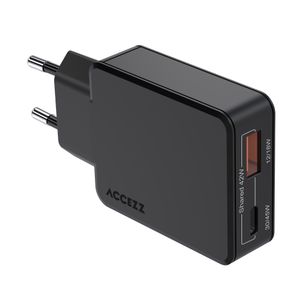 Accezz Ultra Slim GaN Ladegerät - USB-C + USB-A - 45 W - Schwarz