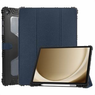 Accezz Rugged Trifold Klapphülle Samsung Galaxy Tab A9 Plus - Dunkelblau