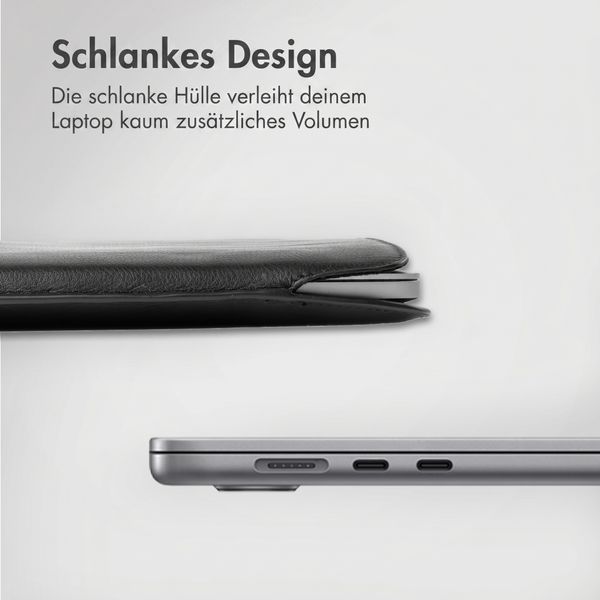 Accezz Leder Laptop Hülle 13 Zoll - Laptop Sleeve - Schwarz