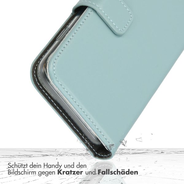 Selencia Echtleder Klapphülle Apple iPhone SE (2022 / 2020) / 8 / 7 / 6(s) - Air Blue