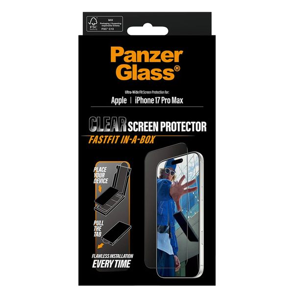 PanzerGlass Ultra Wide Fit FastFit in-a-box Screen Protector Apple iPhone 17 Pro Max