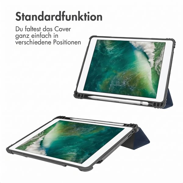 Accezz Rugged Trifold Klapphülle Apple iPad 6 (2018) 9.7 Zoll / iPad 5 (2017) 9.7 Zoll / Air 2 (2014)/Air 1 (2013) - Dunkelblau