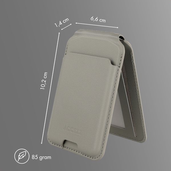 Accezz Magnetische Leder-Wallet mit Standfunktion - Geeignet für Apple Find My - Light Grey
