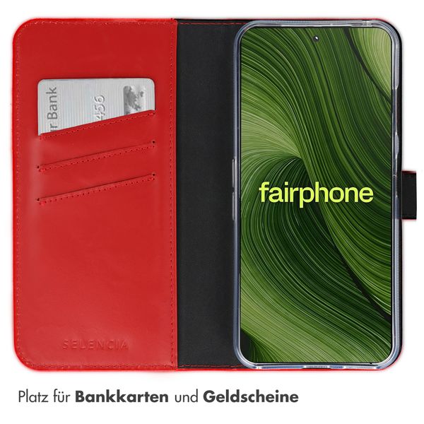 Selencia Echtleder Klapphülle Fairphone 6 / 6+ - Rot