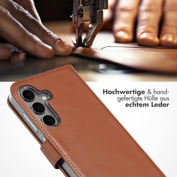 Selencia Echtleder Klapphülle Samsung Galaxy S25 Plus - Hellbraun
