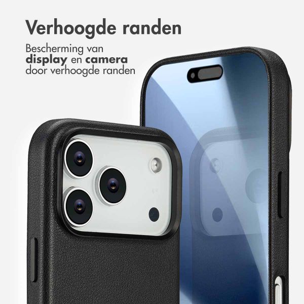 Accezz Echtleder Hülle + MagSafe Wallet Apple iPhone 17 Pro - Onyx Black
