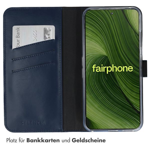 Selencia Echtleder Klapphülle Fairphone 6 / 6+ - Dunkelblau