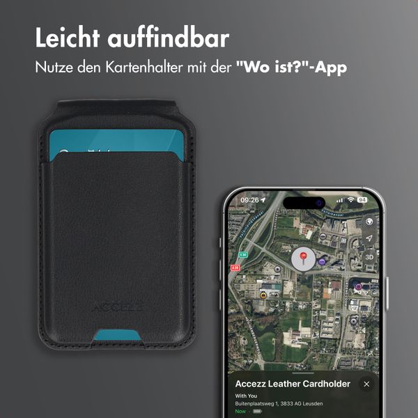 Accezz Magnetische Leder-Wallet mit Standfunktion - Geeignet für Apple Find My - Onyx Black