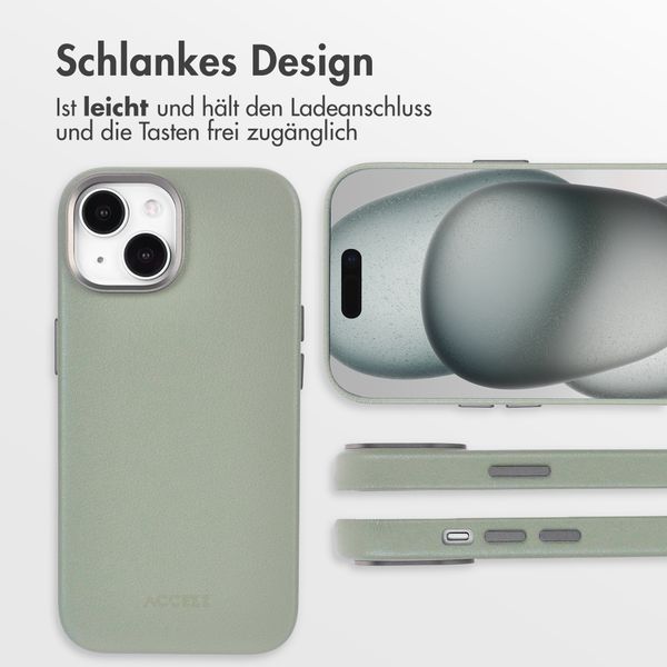 Accezz MagSafe Leather Backcover Apple iPhone 15 - Light Grey