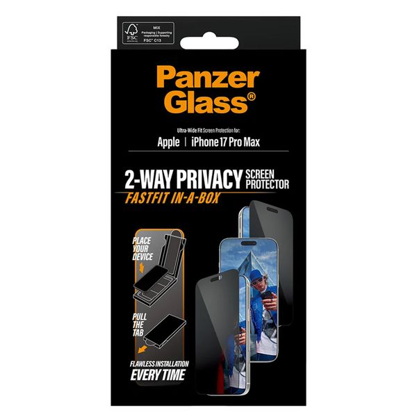 PanzerGlass Ultra Wide Fit FastFit in-a-box Privacy Screen Protector Apple iPhone 17 Pro Max