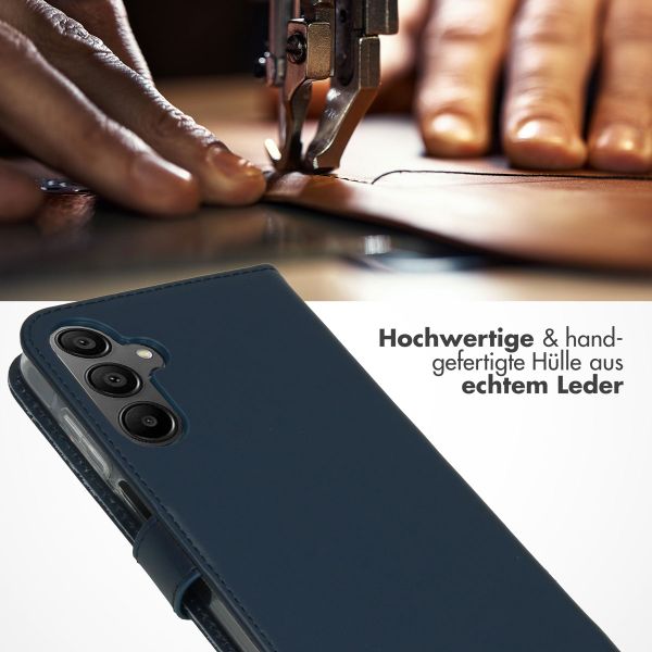 Selencia Echtleder Klapphülle Samsung Galaxy A15 (5G/4G) - Dunkelblau