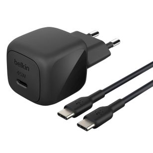 Belkin BoostCharge Kompakte USB-C-Ladegerät 45W mit USB-C-auf-USB-C-Kabel - 1 Meter - Schwarz