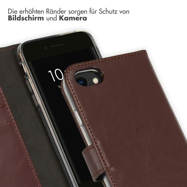 Selencia Echtleder Klapphülle Apple iPhone SE (2022 / 2020) / 8 / 7 / 6(s) - Braun