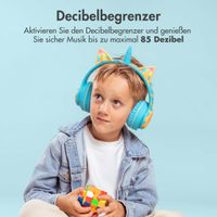 imoshion Kabellose Kinderkopfhörer Unicorn LED Light - Dezibelbegrenzer - Mit AUX-Kabel - Soft Blue / Yellow