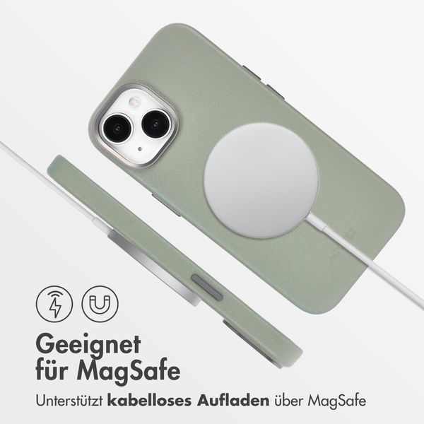Accezz MagSafe Leather Backcover Apple iPhone 15 - Light Grey