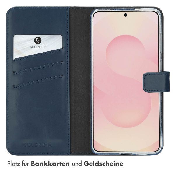 Selencia Echtleder Klapphülle Samsung Galaxy S25 Edge - Dunkelblau