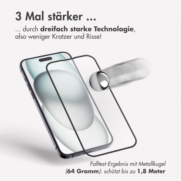 Accezz Dreifach starke Full Cover Schutzfolie mit Applikator für das Apple iPhone 14 Pro Max / 15 Plus / 16 Plus - Transparent
