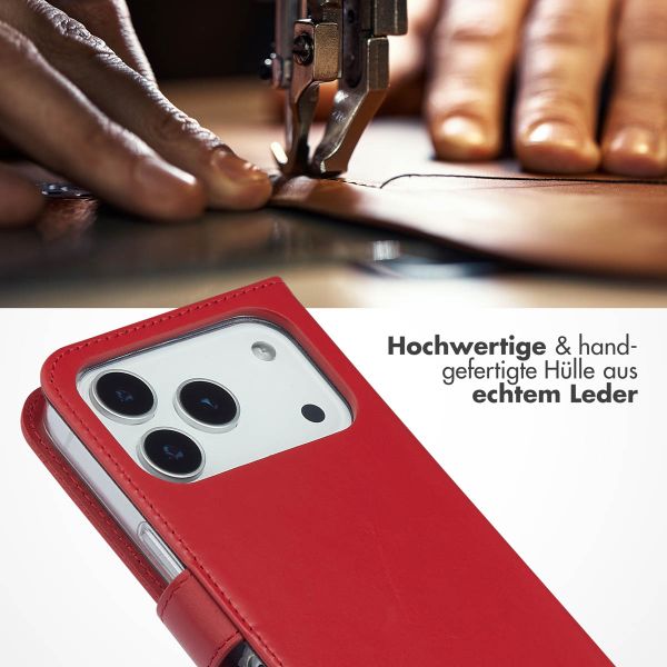 Selencia Echtleder Klapphülle Apple iPhone 17 Pro - Rot