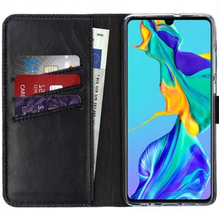 Selencia Echtleder Klapphülle Huawei P30 - Schwarz