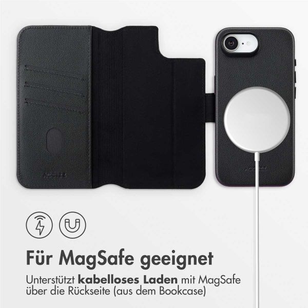 Accezz 2-in-1 Klapphülle aus Leder mit MagSafe Apple iPhone 17e / 16e - Onyx Black