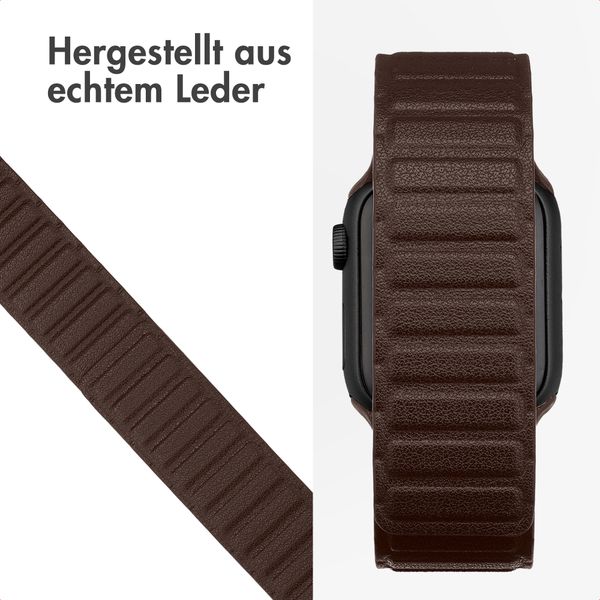 Accezz Magnetisches Echtlederarmband für Apple Watch | 44/45/46/49 mm - Chocolate Brown