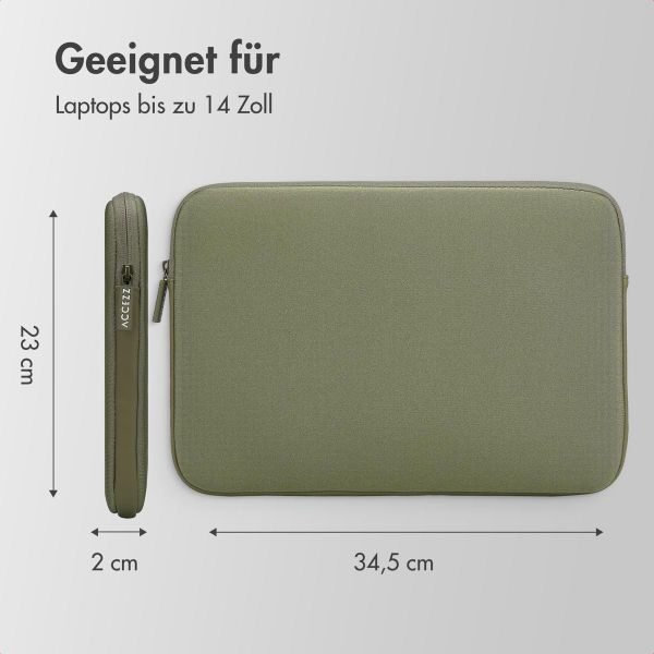 Accezz Laptop Hülle 13-14 Zoll - Laptop Sleeve - Dunkelgrün