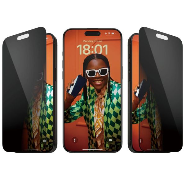 PanzerGlass Ultra Wide Fit Antibakterieller Screen Protector mit Sichtschutz inkl. Applikator Apple iPhone 15 Pro Max