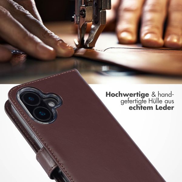 Selencia Echtleder Klapphülle Apple iPhone 16 - Braun