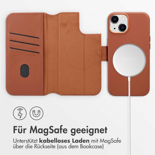 Accezz 2-in-1 Klapphülle aus Leder mit MagSafe Apple iPhone 14 - Sienna Brown