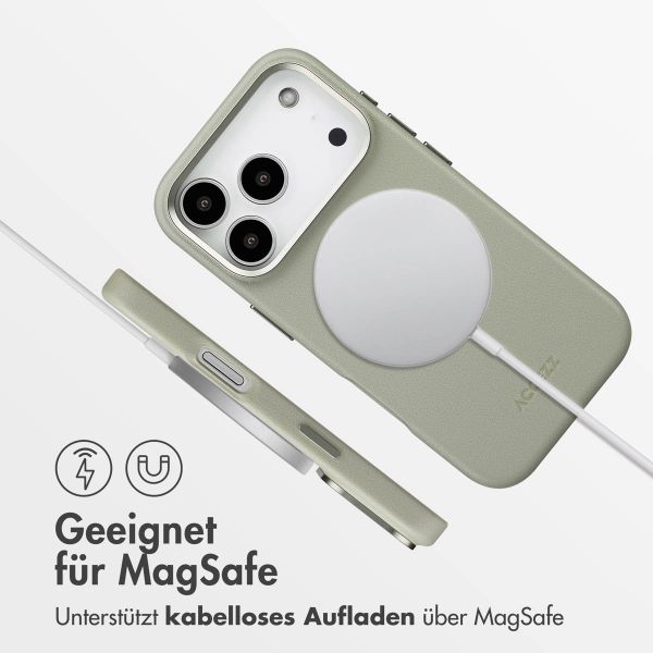 Accezz MagSafe Leather Backcover Apple iPhone 17 Pro - Light Grey