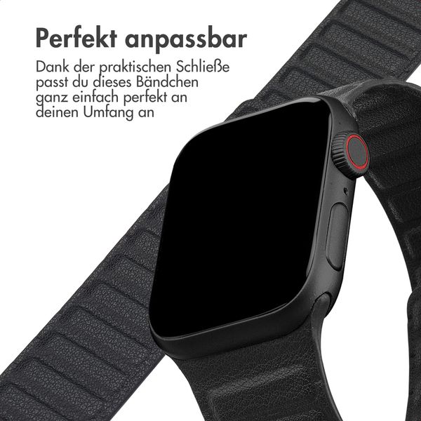 Accezz Magnetisches Echtlederarmband für Apple Watch | 38/40/41/42 mm - Schwarz
