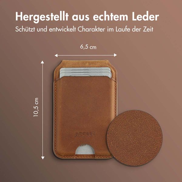 Accezz Vintage Leder MagSafe Kartenhalter mit Ständer - Tobacco Cognac
