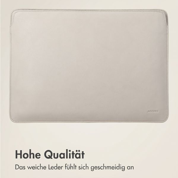 Accezz Leder Laptop Hülle 13 Zoll - Laptop Sleeve - Beige