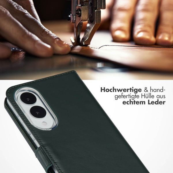 Selencia Echtleder Klapphülle Samsung Galaxy S25 Edge - Grün