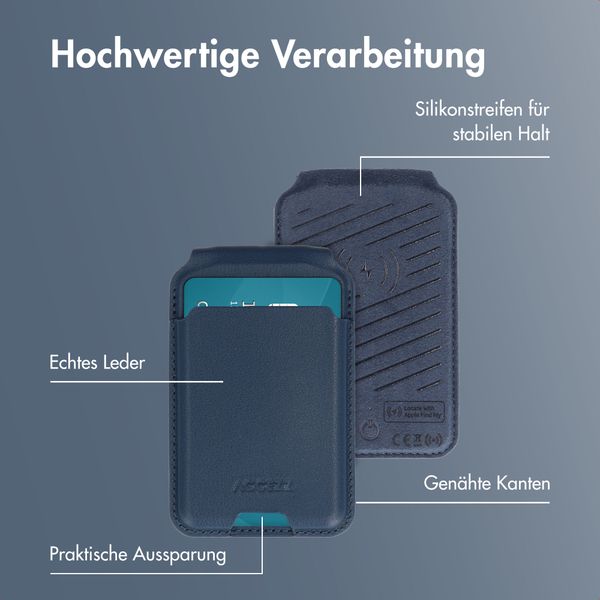 Accezz Magnetische Leder-Wallet mit Standfunktion - Geeignet für Apple Find My - Nightfall Blue